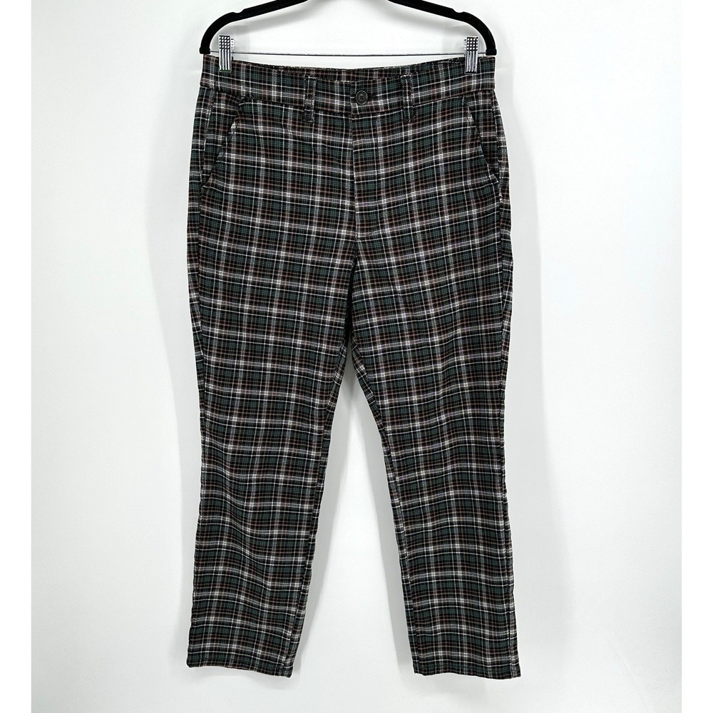 American Eagle Womens Pants SZ 12 Multicolor Plaid Short Super Hi-Rise Trouser